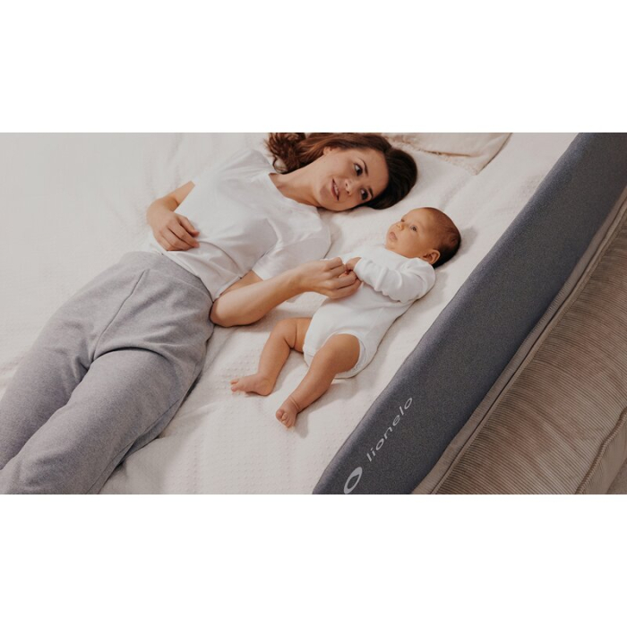 Protectie laterala pat, Lionelo, Lora, Pliabila, Sistem de blocare StandSafe, Geanta de transport inclusa, 105 x 45 cm, Bej [18]