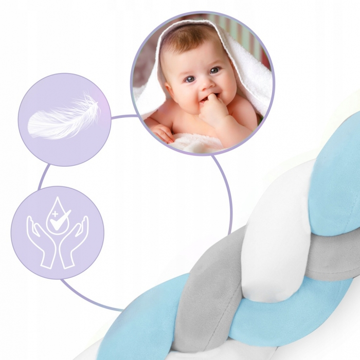 Protectie laterala pentru patut, impletita, 3 m, Ricokids 722101 - Albastru [2]