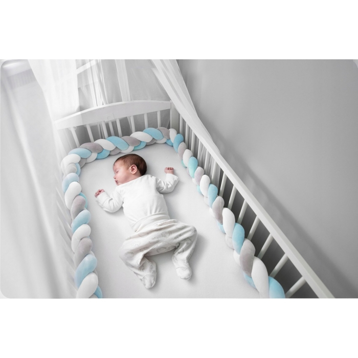 Protectie laterala pentru patut, impletita, 3 m, Ricokids 722101 - Albastru [1]