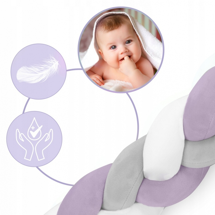 Protectie laterala pentru patut, impletita, 3 M, Ricokids 722104 - Mov [2]