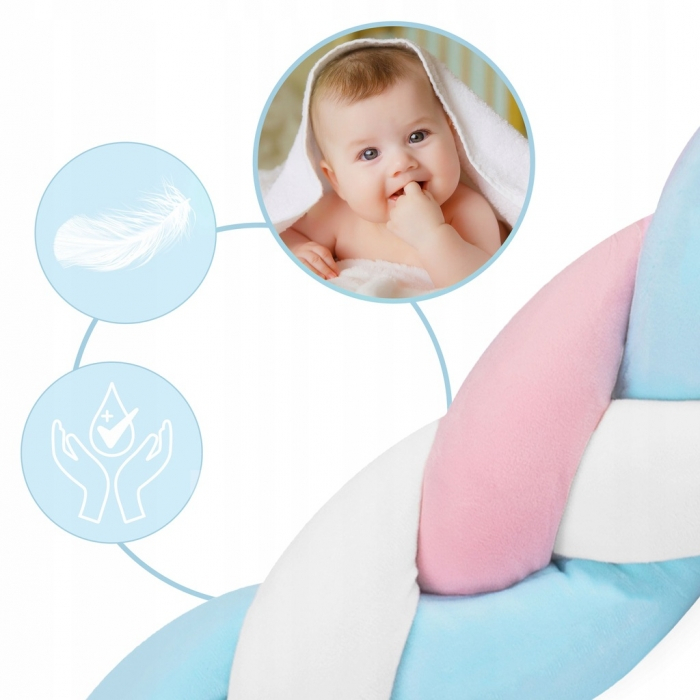 Protectie laterala pentru patut, impletita, 3 M, Ricokids 722105 - Albastru - Roz [2]