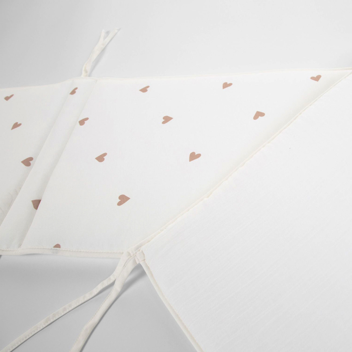 Protectie patut Childhome Jerse Muselina 35x170 cm, Inimioare [3]