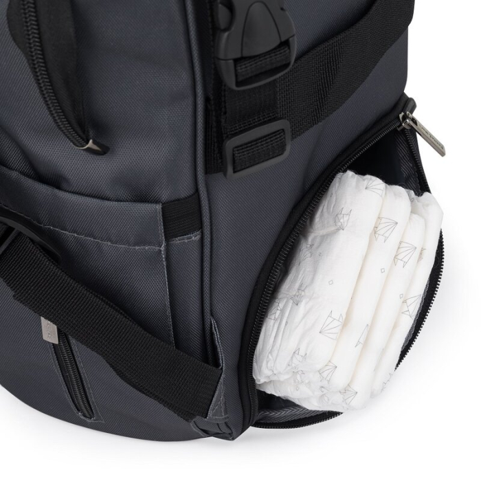 Rucsac pentru mamici, Petite&Mars, Jack, cu 11 compartimente, cu buzunare termice, Saltea de infasat inclusa, 30 x 42 x 15 cm, Ultimate Grey [9]