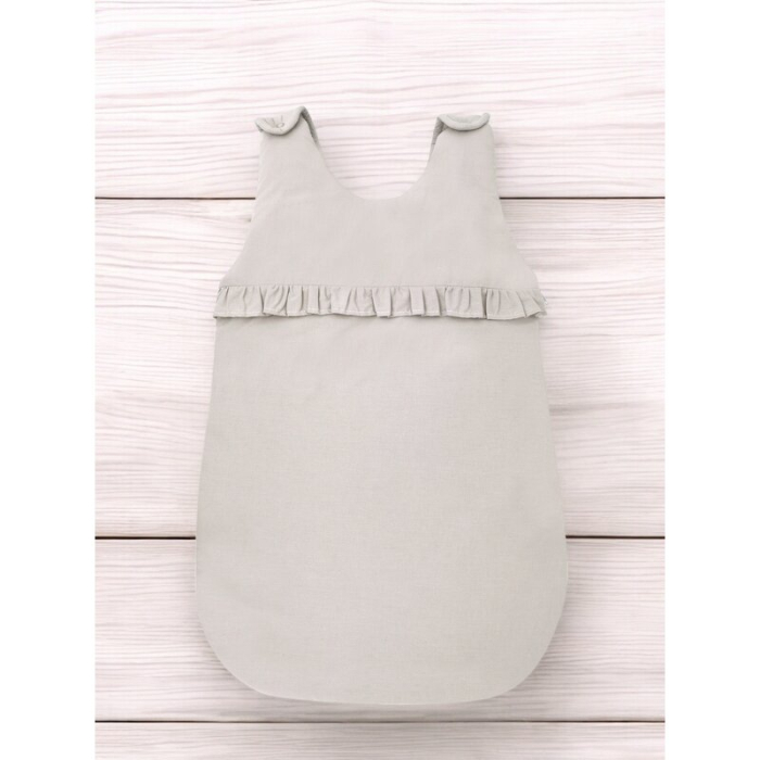 Sac de dormit, MimiNu, pentru bebelusi, De iarna, cu volanase, din bumbac, cu fermoar lateral, cu capse pe umar, 70 cm, 0 - 6 luni, 2.5 Tog, Colectia Royal, Beige [2]