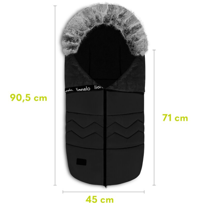 Sac de iarna, Lionelo, Frode, pentru carucior, 90x45 cm, Impermeabil, Universal, Negru [23]