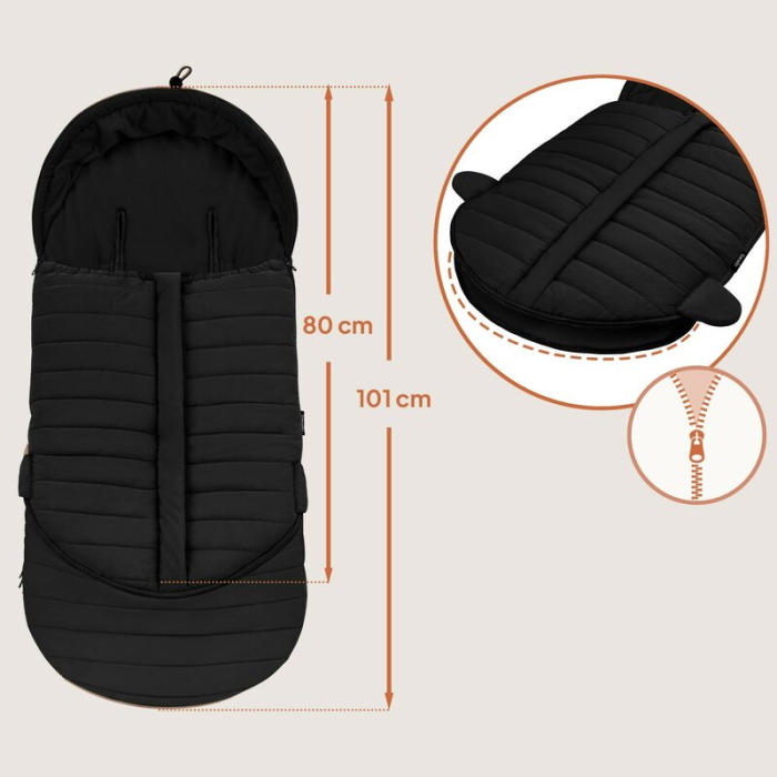 Sac de iarna, Lionelo, Oli, pentru carucior, landou sau scaun auto, 101x45 cm, Impermeabil, Rezistent pana la -20 grade, Extensibil, Negru [14]