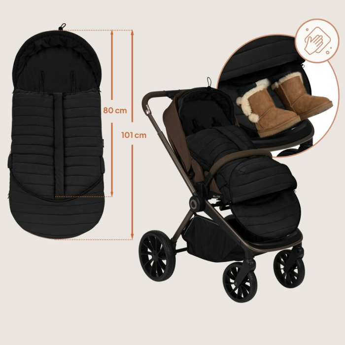 Sac de iarna, Lionelo, Oli, pentru carucior, landou sau scaun auto, 101x45 cm, Impermeabil, Rezistent pana la -20 grade, Extensibil, Negru [16]