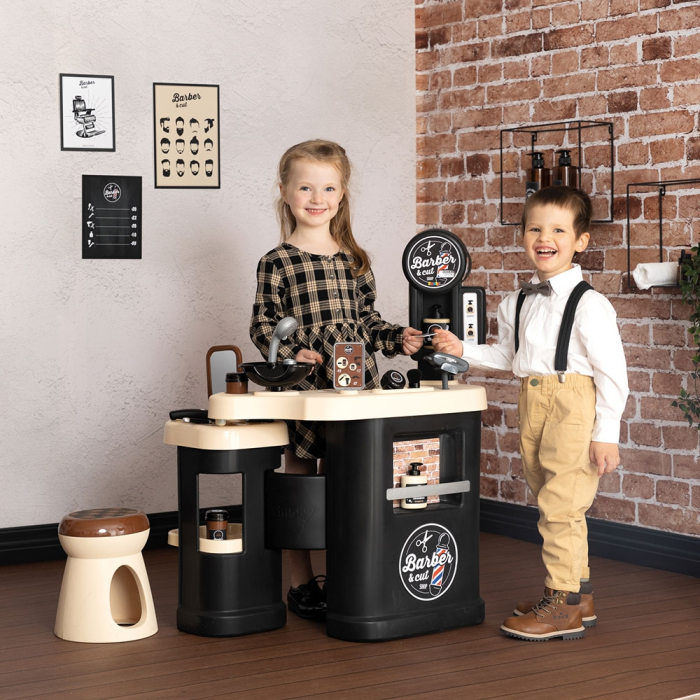 Salon coafura pentru copii Smoby Barber Shop, Barber and Cut negru [9]