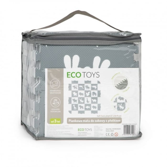 Salteluta de joaca cu animale si cu pereti, 36 elemente ECOEVA001 - Gri [4]