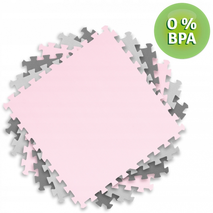 Salteluta de joaca tip puzzle 180 X 180 cm Ricokids 7498 - Roz - Gri [2]