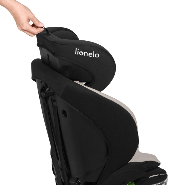 Scaun auto i-Size, Lionelo, Billy , 76 - 150 cm, 1/2/3, Isofix + top tether, Tetiera reglabila in 10 pozitii, Insertie ergonomica, Tapiterie lavabila, Testat la impact, Baza lata, Bej [16]