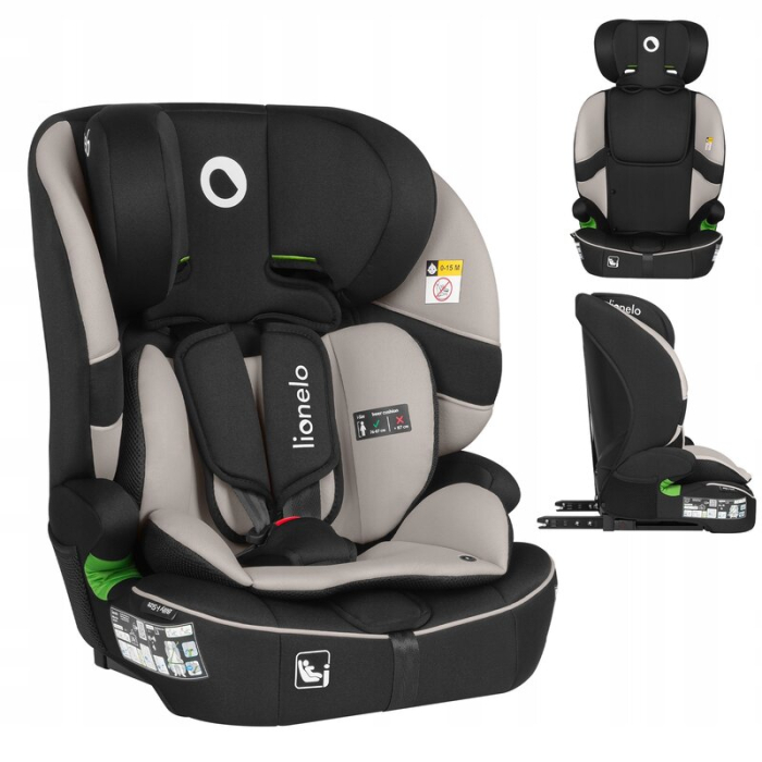 Scaun auto i-Size, Lionelo, Billy , 76 - 150 cm, 1/2/3, Isofix + top tether, Tetiera reglabila in 10 pozitii, Insertie ergonomica, Tapiterie lavabila, Testat la impact, Baza lata, Bej [24]