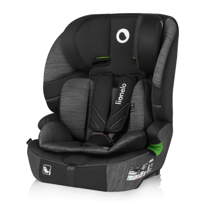 Scaun auto i-Size, Lionelo, Levi Fix, 76 - 150 cm, 1/2/3, ISOFIX + Top Tether, Tetiera reglabila in 10 pozitii, Insertie ergonomica Dri-Seat, Tapiterie lavabila, Negru/Gri [5]