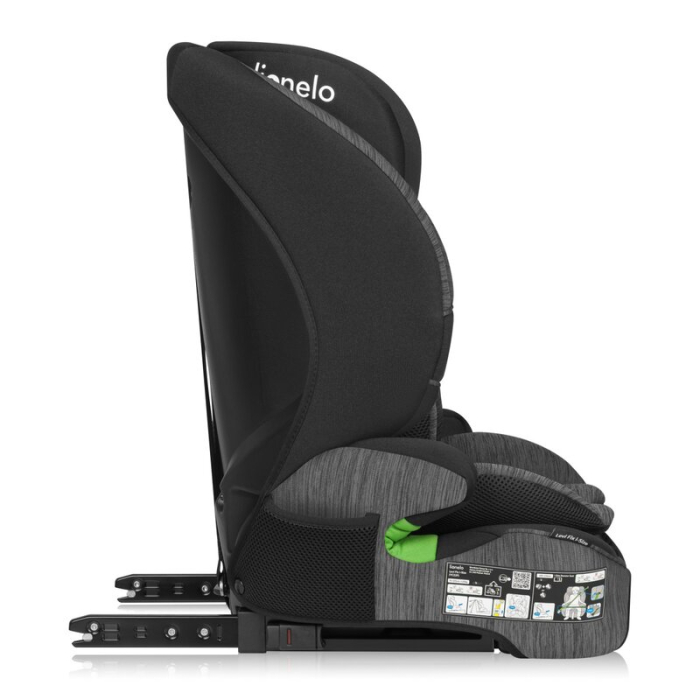 Scaun auto i-Size, Lionelo, Levi Fix, 76 - 150 cm, 1/2/3, ISOFIX + Top Tether, Tetiera reglabila in 10 pozitii, Insertie ergonomica Dri-Seat, Tapiterie lavabila, Negru/Gri [11]