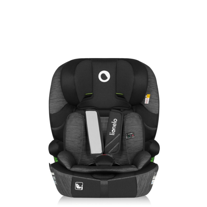 Scaun auto i-Size, Lionelo, Levi Fix, 76 - 150 cm, 1/2/3, ISOFIX + Top Tether, Tetiera reglabila in 10 pozitii, Insertie ergonomica Dri-Seat, Tapiterie lavabila, Negru/Gri [7]