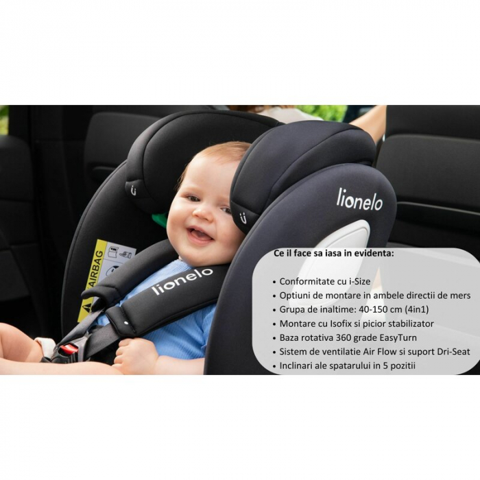 Scaun auto Lionelo i-Size Braam 0-36 Kg isofix si picior de fixare [26]