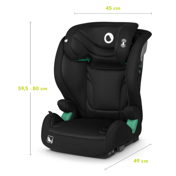 Scaun auto, Lionelo, i-Size Igo, 100- 150 cm, cu isofix, Protectie laterala, Ajustare spatar in 2 pozitii, Tetiera Tri-Guard reglabila in 11 pozitii,  Negru [27]