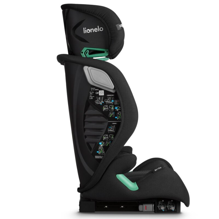 Scaun auto, Lionelo, i-Size Igo, 100- 150 cm, cu isofix, Protectie laterala, Ajustare spatar in 2 pozitii, Tetiera Tri-Guard reglabila in 11 pozitii,  Negru [16]