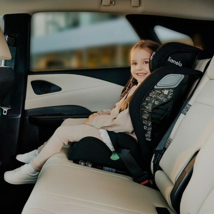 Scaun auto, Lionelo, i-Size Igo, 100- 150 cm, cu isofix, Protectie laterala, Ajustare spatar in 2 pozitii, Tetiera Tri-Guard reglabila in 11 pozitii,  Negru [8]