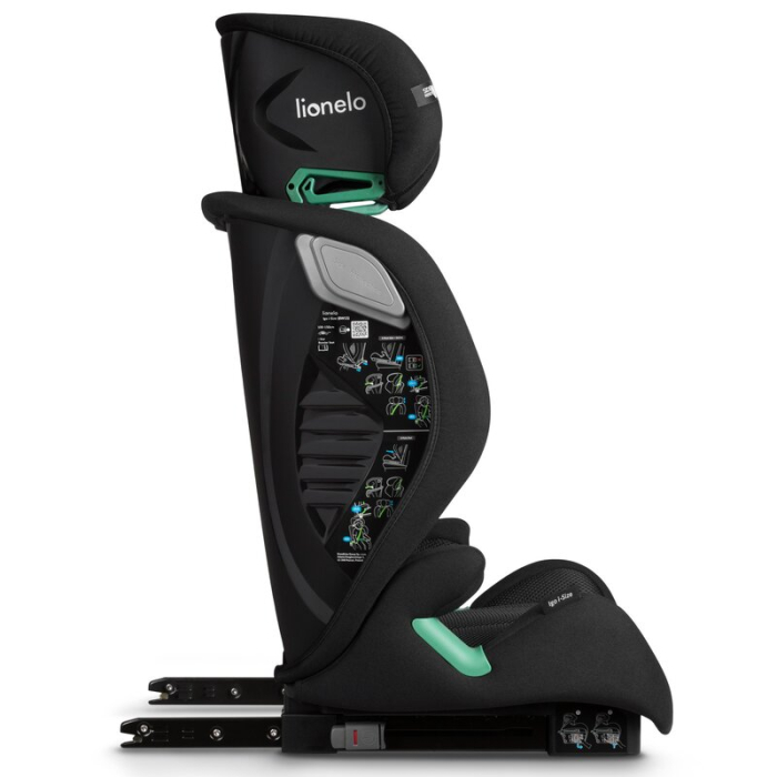 Scaun auto, Lionelo, i-Size Igo, 100- 150 cm, cu isofix, Protectie laterala, Ajustare spatar in 2 pozitii, Tetiera Tri-Guard reglabila in 11 pozitii,  Negru [17]