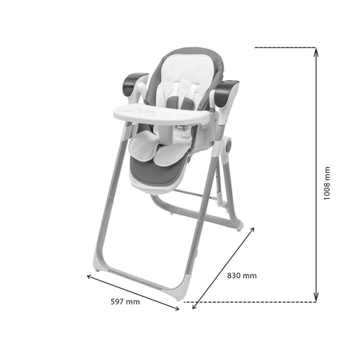 Scaun de masa 2 in 1, New Baby, Smart, Poate fi utilizat si ca leagan pentru copii, cu telecomanda, Spatar reglabil in 4 pozitii, cu 5 viteze de leganare, cu melodii si jucarii, 0-36 luni, Grey [12]