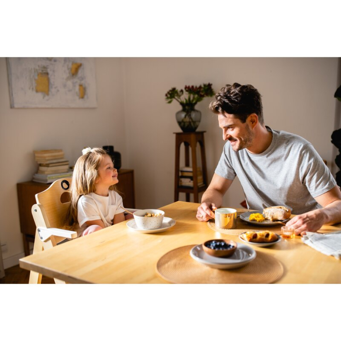 Scaun de masa, Lionelo, Floris, 3 in 1, din Lemn, Transformabil, Reglabil pe inaltime in 4 pozitii, Suport picioare- 4 pozitii, 6 luni- 12 ani, Sustine 40 kg, Bej [49]