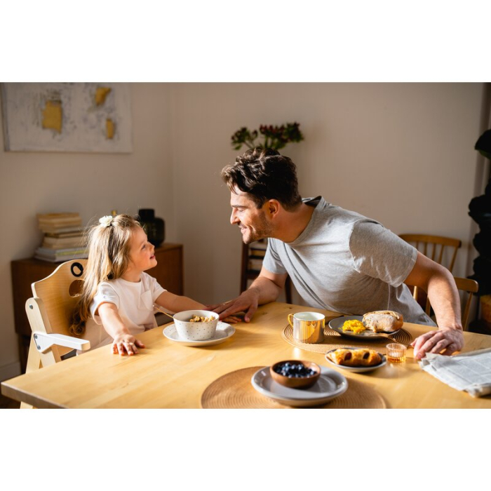 Scaun de masa, Lionelo, Floris, 3 in 1, din Lemn, Transformabil, Reglabil pe inaltime in 4 pozitii, Suport picioare- 4 pozitii, 6 luni- 12 ani, Sustine 40 kg, Bej [50]