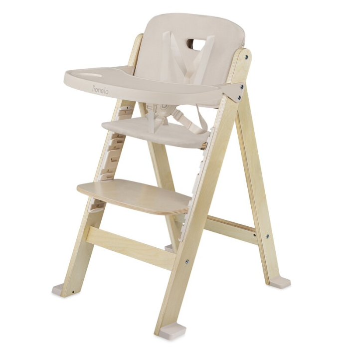 Scaun de masa, Lionelo, Floris, 3 in 1, din Lemn, Transformabil, Reglabil pe inaltime in 4 pozitii, Suport picioare- 4 pozitii, 6 luni- 12 ani, Sustine 40 kg, Bej [9]