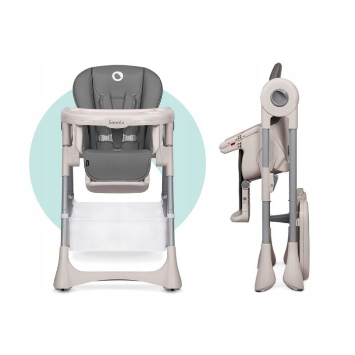 Scaun de masa, Lionelo, Zanna, Reglabil, 4 Pozitii pe inaltime, Pliabil, din Metal, Conform cu standardul european de securitate EN14988, Gri [20]