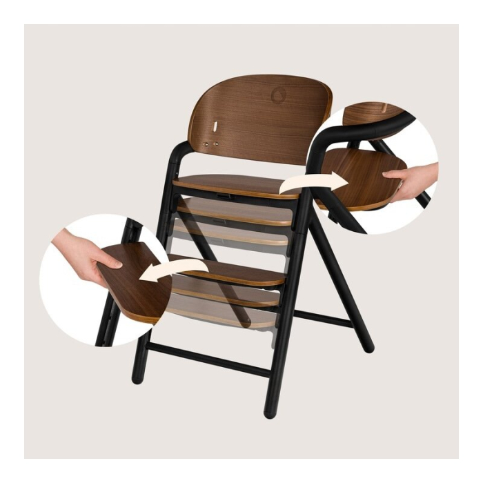 Scaun de masa multifunctional Celia, Lionelo, din lemn de fag, 6 luni- adult, Husa impermeabila, Tavita silicon, Suport de picioare reglabil, Greutate maxima 90 Kg, Negru [18]