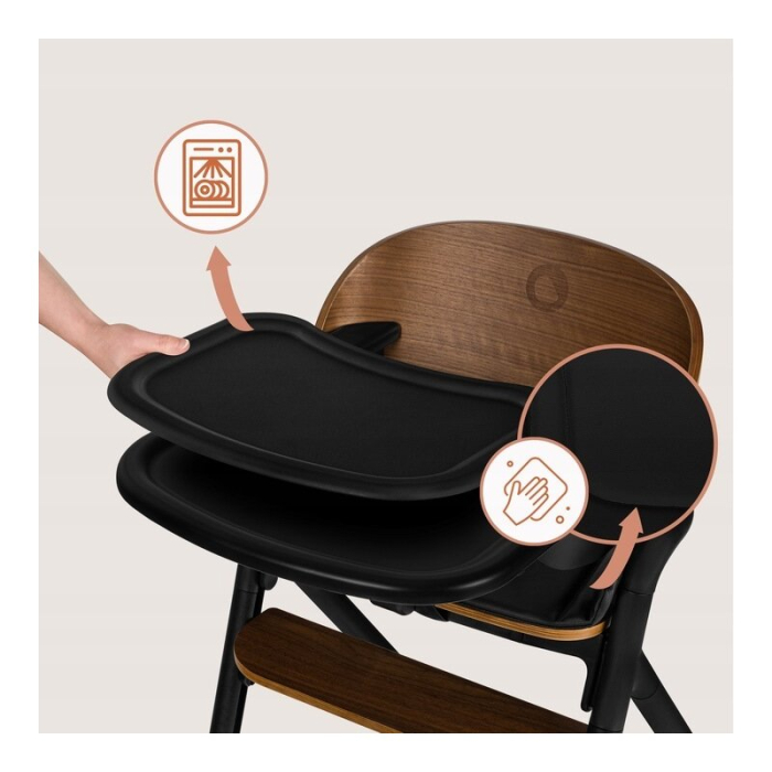 Scaun de masa multifunctional Celia, Lionelo, din lemn de fag, 6 luni- adult, Husa impermeabila, Tavita silicon, Suport de picioare reglabil, Greutate maxima 90 Kg, Negru [20]