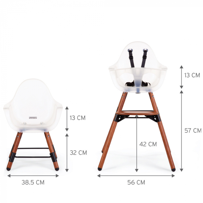 Scaun de masa reglabil in inaltime Childhome Evolu 2 Natural inchis/Alb transparent [2]