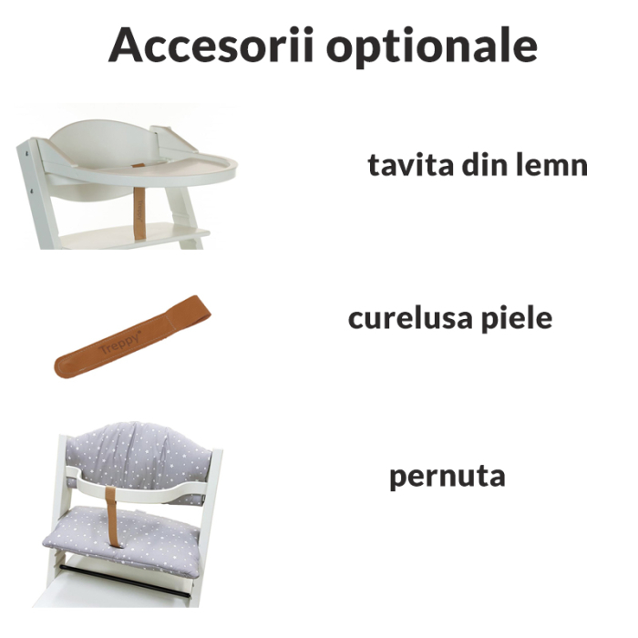 Scaun masa bebe din lemn reglabil Treppy Alb [3]