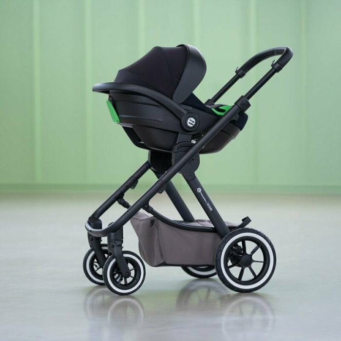 Scoica auto, Petite&Mars, Core Pro, 0-13 Kg, 40-87 cm, Cu salteluta, Maner reglabil, Tetiera ajustabila in 5 pozitii, ECE R129, 0 luni+, Negru/ Gri [4]