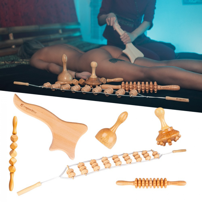 Set Accesorii Masaj din Lemn inSPORTline Teriva Set [1]