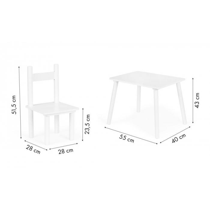 Set de masa cu doua scaune pentru copii Ecotoys ESC-W-0288A - Alb [6]
