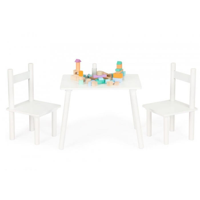 Set de masa cu doua scaune pentru copii Ecotoys ESC-W-0288A - Alb [3]