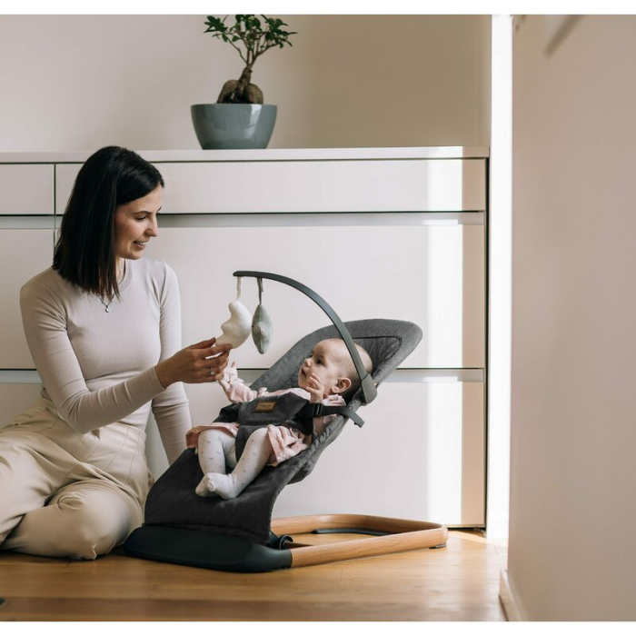 Sezlong balansoar, FreeON, Serene, Pana la 9 kg, cu centura in 3 puncte, Spatar reglabil in 3 etape, cu bara de jucarii, 70 x 45 x 56 cm, 0 luni+, Grey [4]