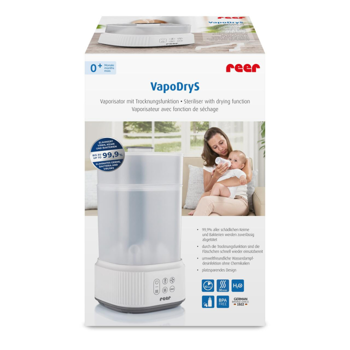 Sterilizator cu aburi si functie de uscare pentru biberoane, detartrare automata, 5 biberoane, Reer VapoDryS 36130 [2]