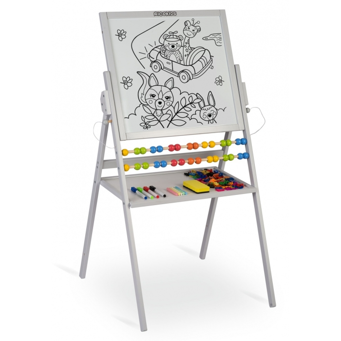 Tabla educationala cu doua fete si accesorii Ricokids RK-800, 101 x 54 x 55 cm, Gri [6]