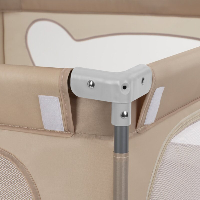 Tarc de joaca copii, Lionelo, Florence Easy Fold, 150 x 180 x 75 cm, Pliere, depliere automata, Include geanta de transport, din plasa, cu doua intrari laterale, 0-48 luni, Bej [12]