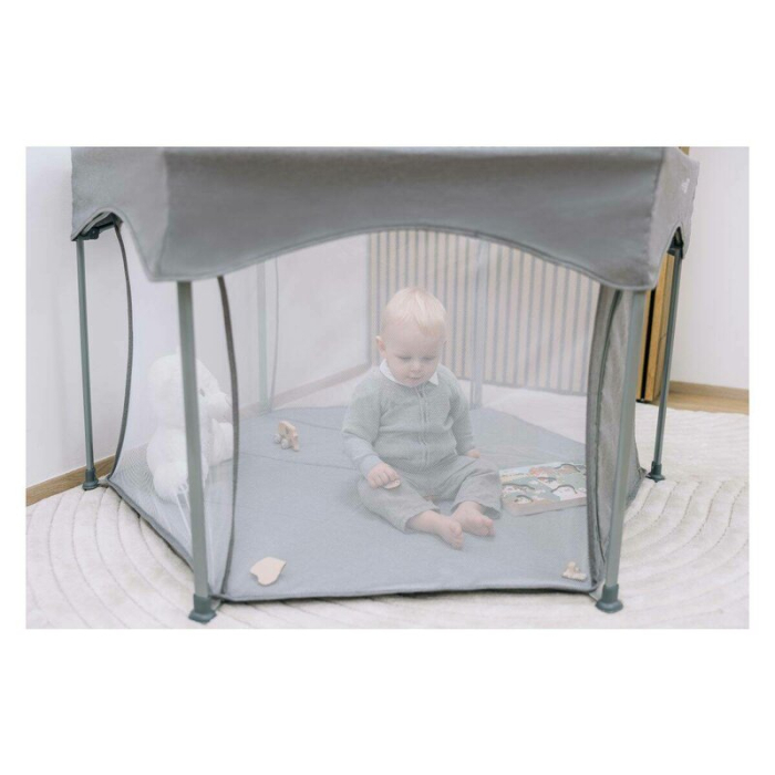 Tarc de joaca, FreeON, Hexagon, Pliabil, Intrare cu fermoar, Cu geanta de transport, 117 x 74 cm, Grey [12]