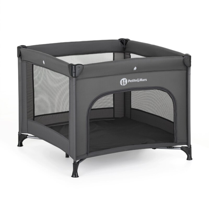 Tarc pliant, Petite&Mars, Nook, 90 x 90 cm, Pliere compacta, Include geanta de transport, Intrare laterala, Pereti din plasa, Structura stabila, Pana la 15 kg, 0 luni+, Gri [2]