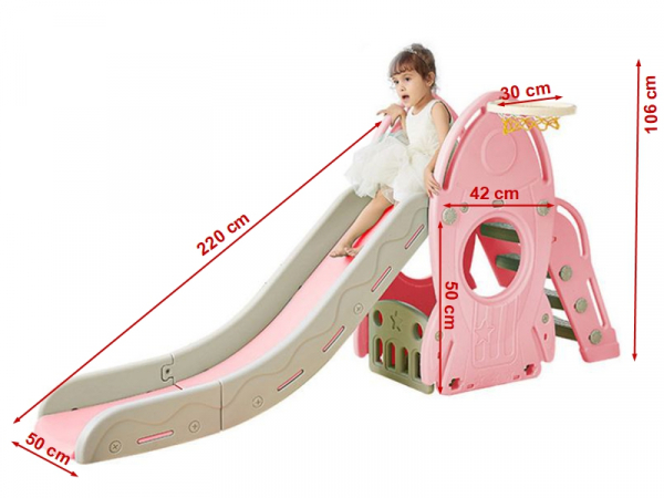 Tobogan MyKids cu cos de baschet Racheta Pink [2]