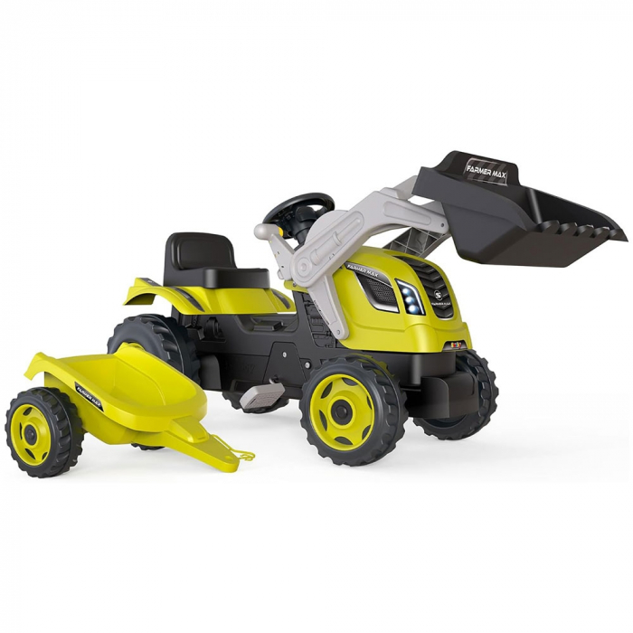 Tractor cu pedale si remorca Smoby Farmer Max verde cu negru [2]