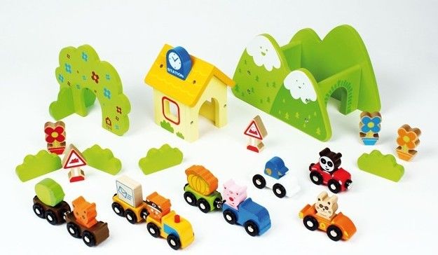 Trenulet din lemn cu 55 de piese - House of Toys [2]