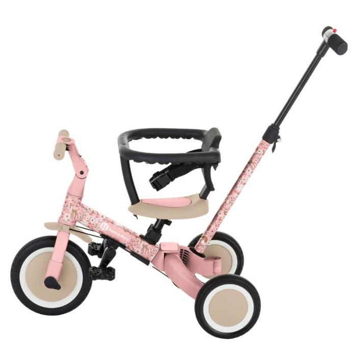 Tricicleta, Petite&Mars, Turbo, Editie limitata, 5 in 1, Multifunctionala, Vehicul de impins, Bicicleta cu/fara pedale, Cu maner de ghidaj, Detasabil, Roti din cauciuc, Pana la 25 kg, 1.5-5 ani, Rosy  [4]