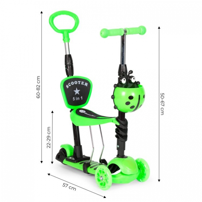 Trotineta 5 in 1 cu sezut si 3 roti cu LED Ecotoys YM-SW-6 [8]
