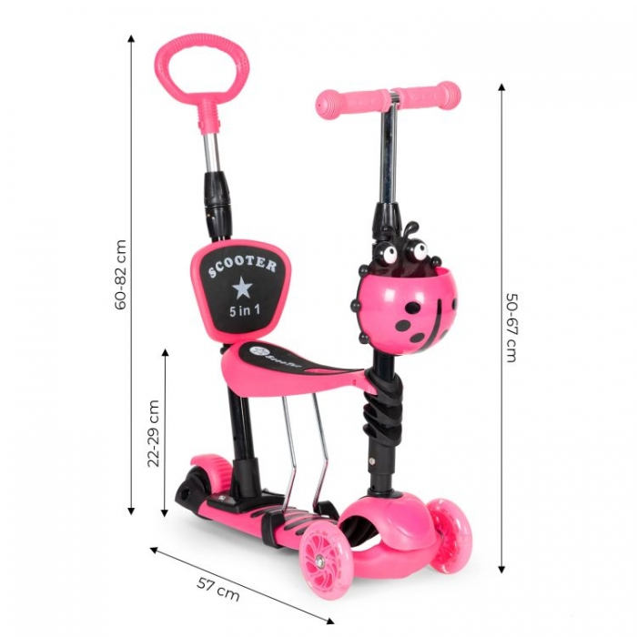 Trotineta 5 in 1 cu sezut si 3 roti cu LED Ecotoys YM-SW-6 [8]