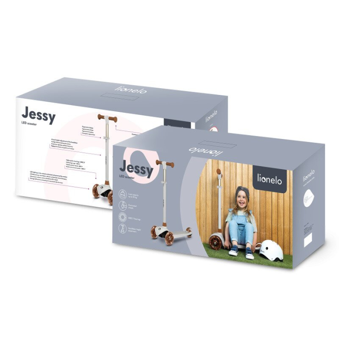 Trotineta, Lionelo, Jessy, Ultrapliabila, Pana la 50 Kg, cu design ergonomic, cu lumini LED, 56 x 26 x 67-82 cm, 3 ani+, Maro [30]